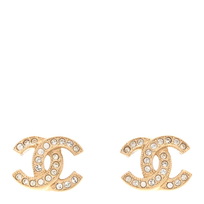Chanel Crystal Mini Timeless CC Earrings Light Gold 1 of 7