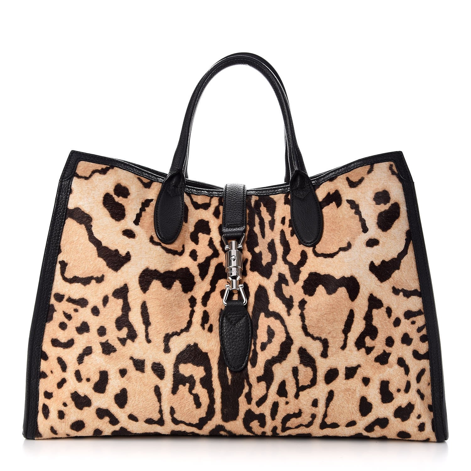 Gucci Pony Hair Cheetah Print Medium Jackie Top Handle Bag 1 of 10