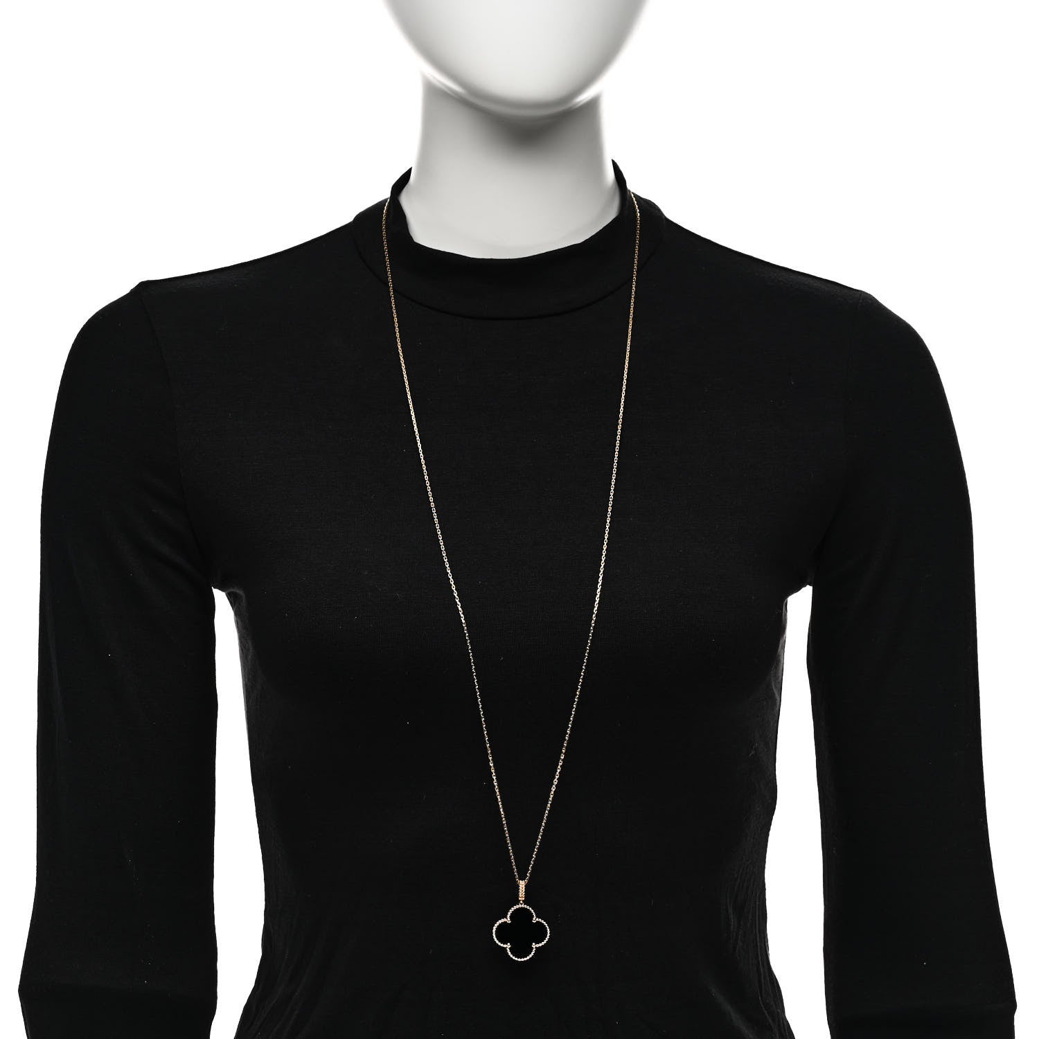 Van Cleef & Arpels 18K Yellow Gold Black Onyx Magic Alhambra Pendant Necklace 2 of 6