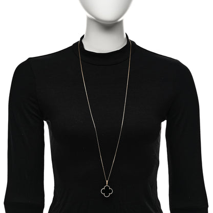 Van Cleef & Arpels 18K Yellow Gold Black Onyx Magic Alhambra Pendant Necklace 2 of 9