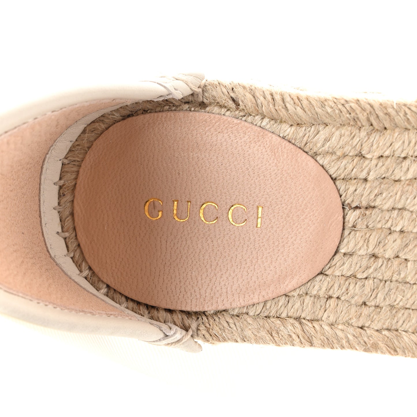 GG Raffia Monogram Ankle Wrap Platform Espadrille Wedge Sandals 38 Beige