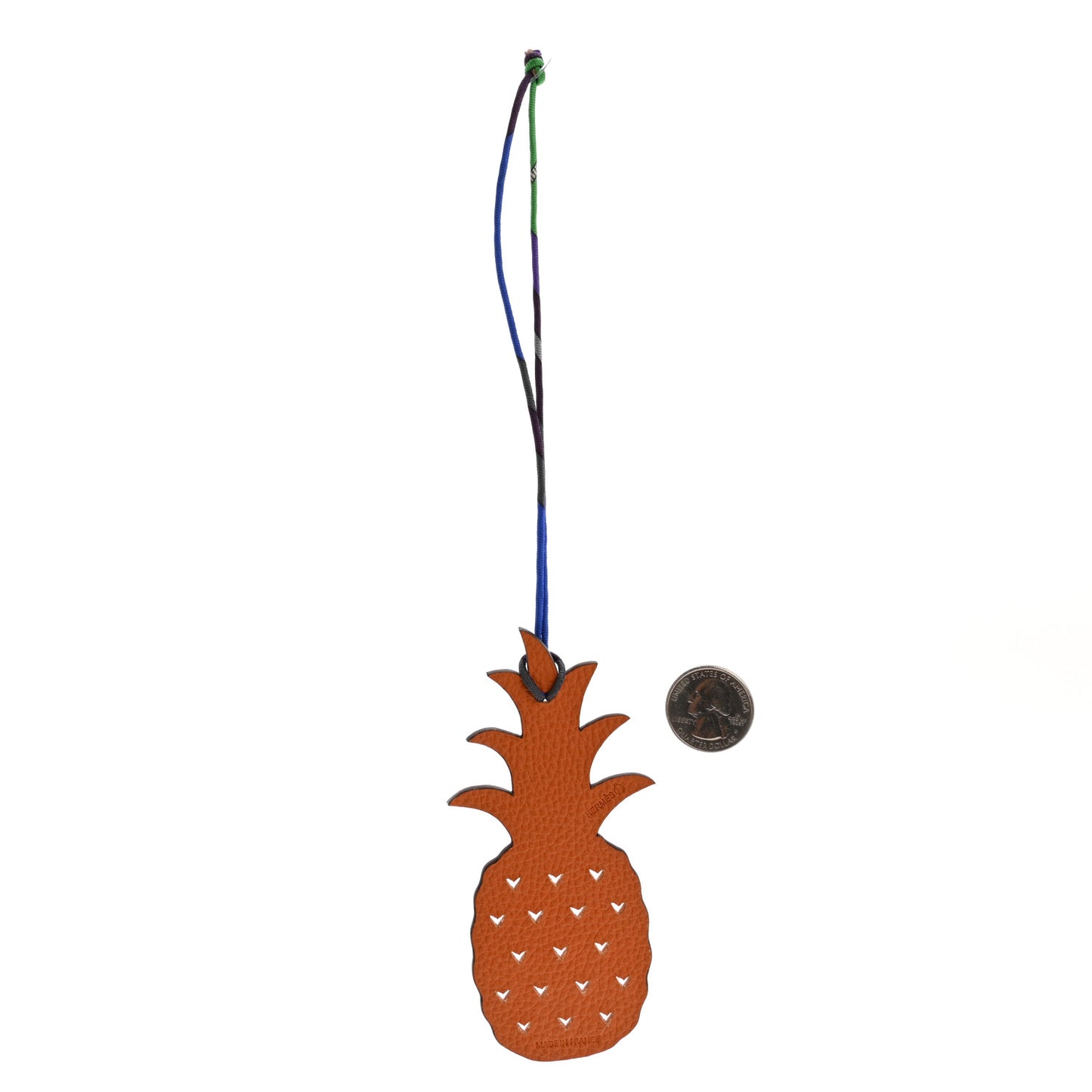 Taurillon Clemence Epsom Petit H Pineapple Bag Charm Orange Rouge H