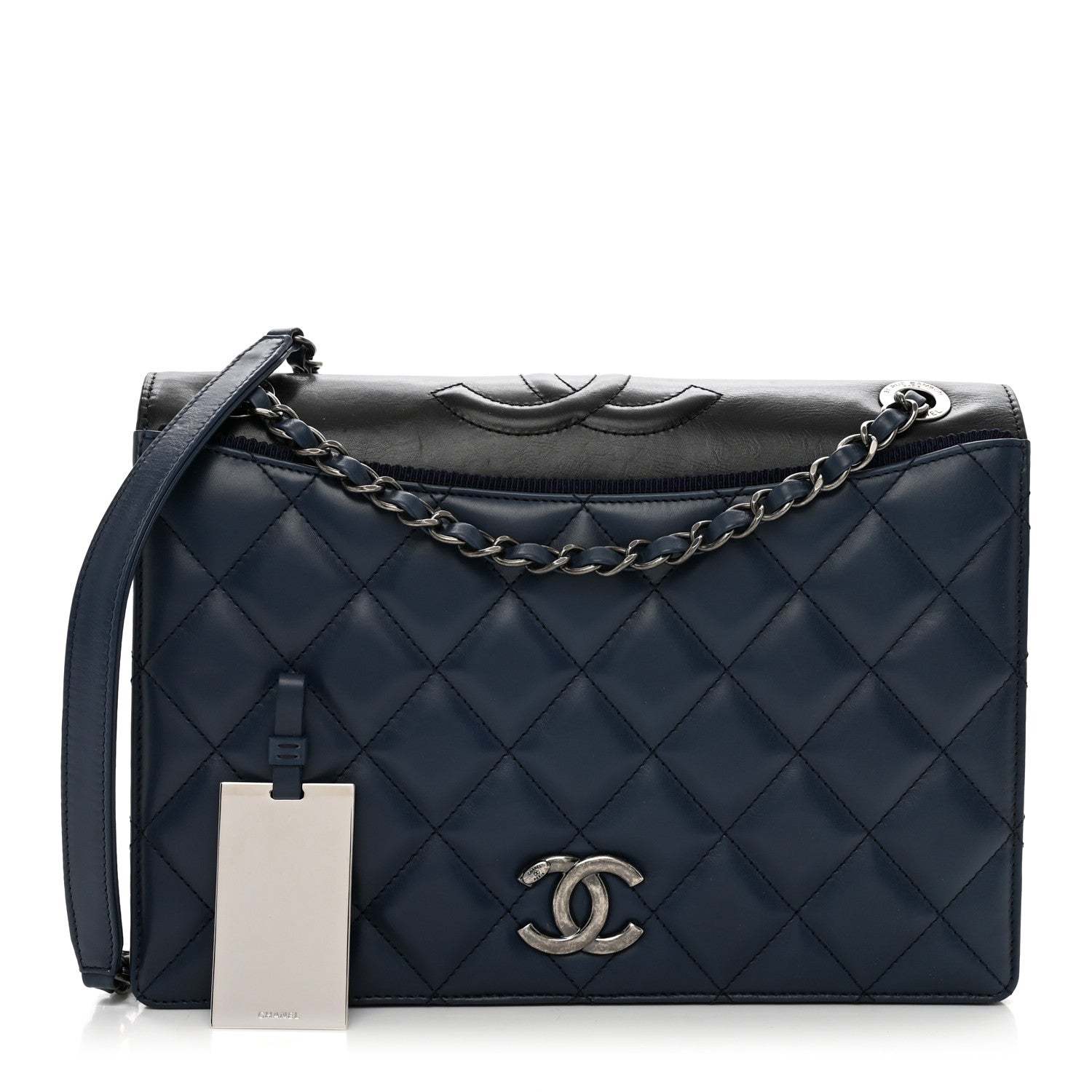 Chanel Calfskin Quilted Ballerine Flap Black Blue 1 of 10