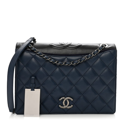Chanel Calfskin Quilted Ballerine Flap Black Blue 1 of 10