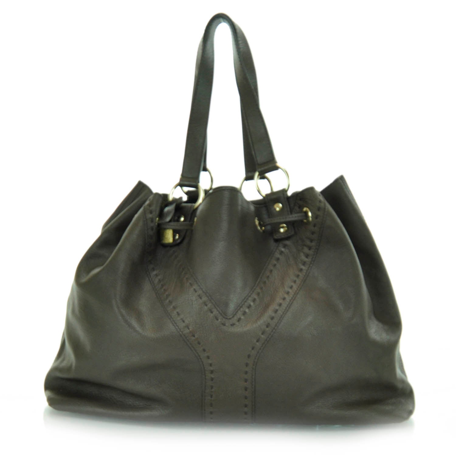 Saint Laurent Leather Reversible Double Sac Y Tote Gold Brown 7 of 17