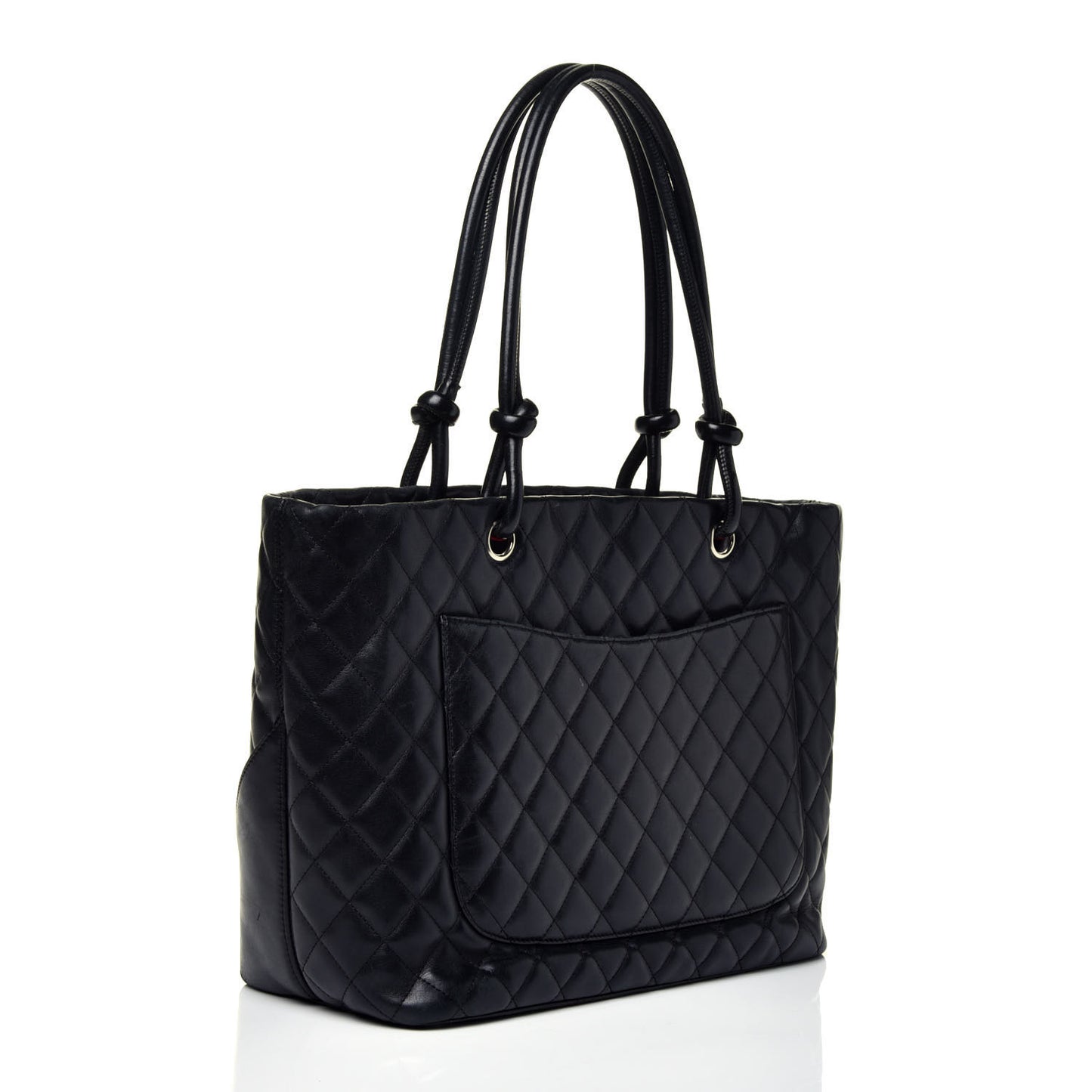 Calfskin Quilted Large Cambon Tote Black