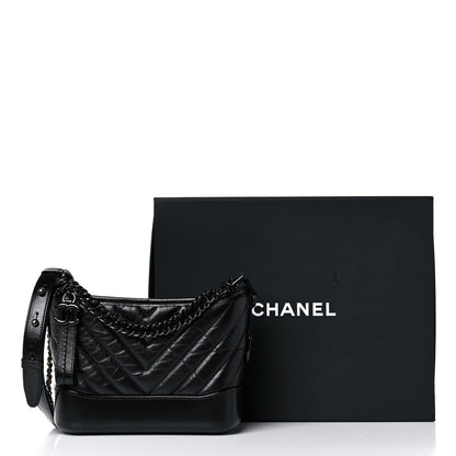 Chanel Aged Calfskin Chevron Quilted Small Gabrielle Hobo So Black 10 of 10