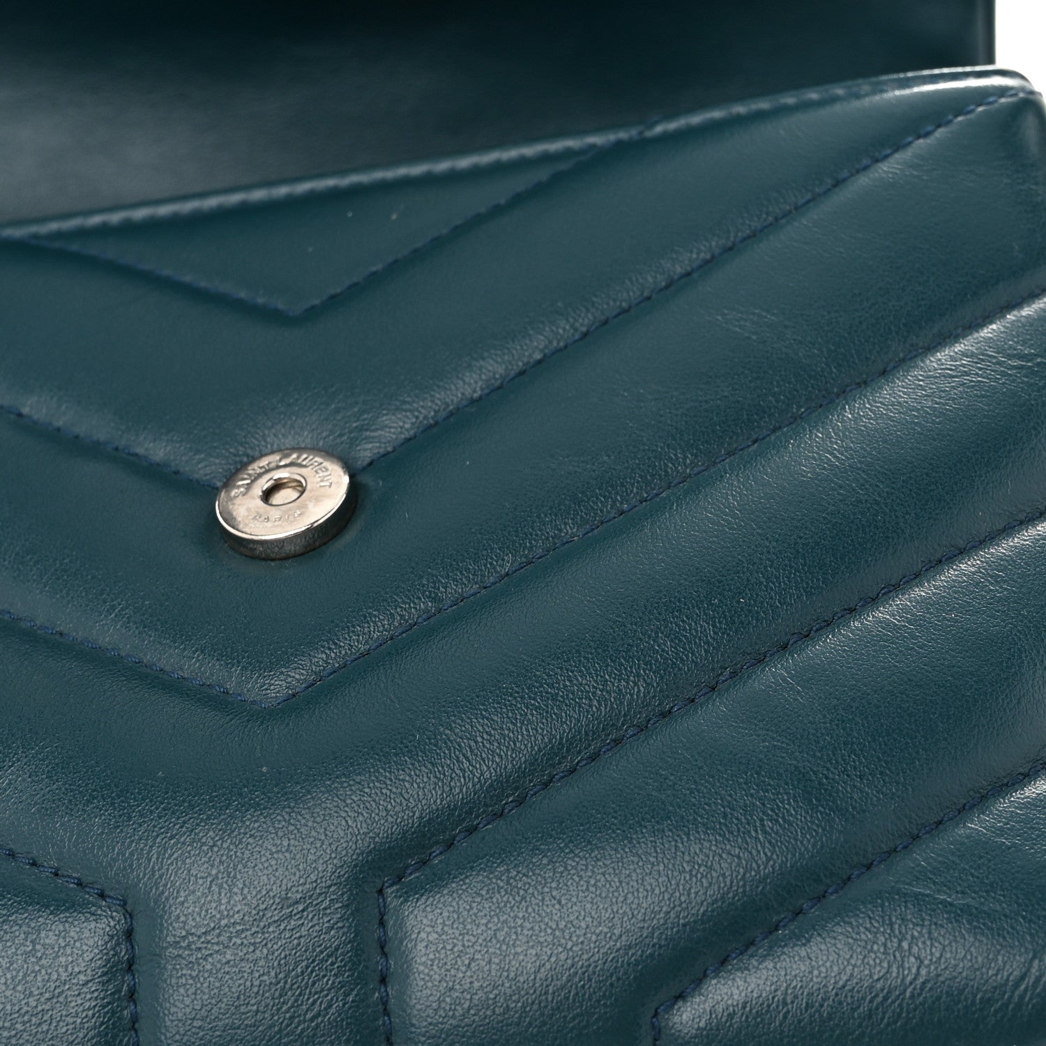 Saint Laurent Calfskin Y Quilted Monogram Toy Loulou Satchel Dark Turquoise 13 of 13