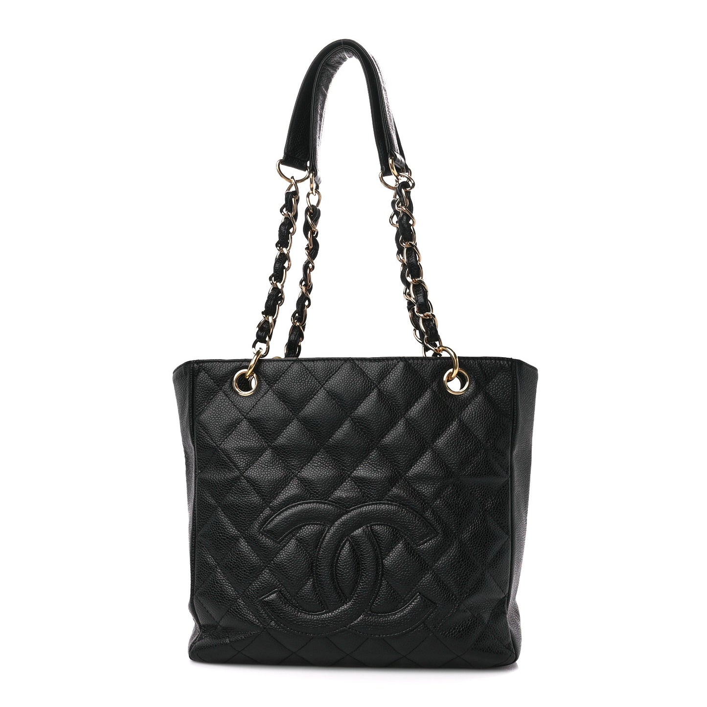 Caviar Quilted Petit Shopping Tote PST Black
