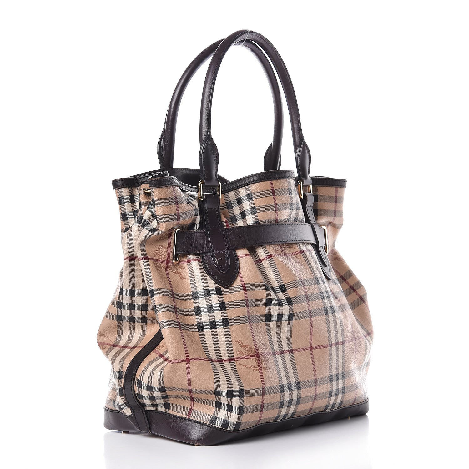 Burberry Haymarket Check Medium Golderton Tote Chocolate 3 of 15