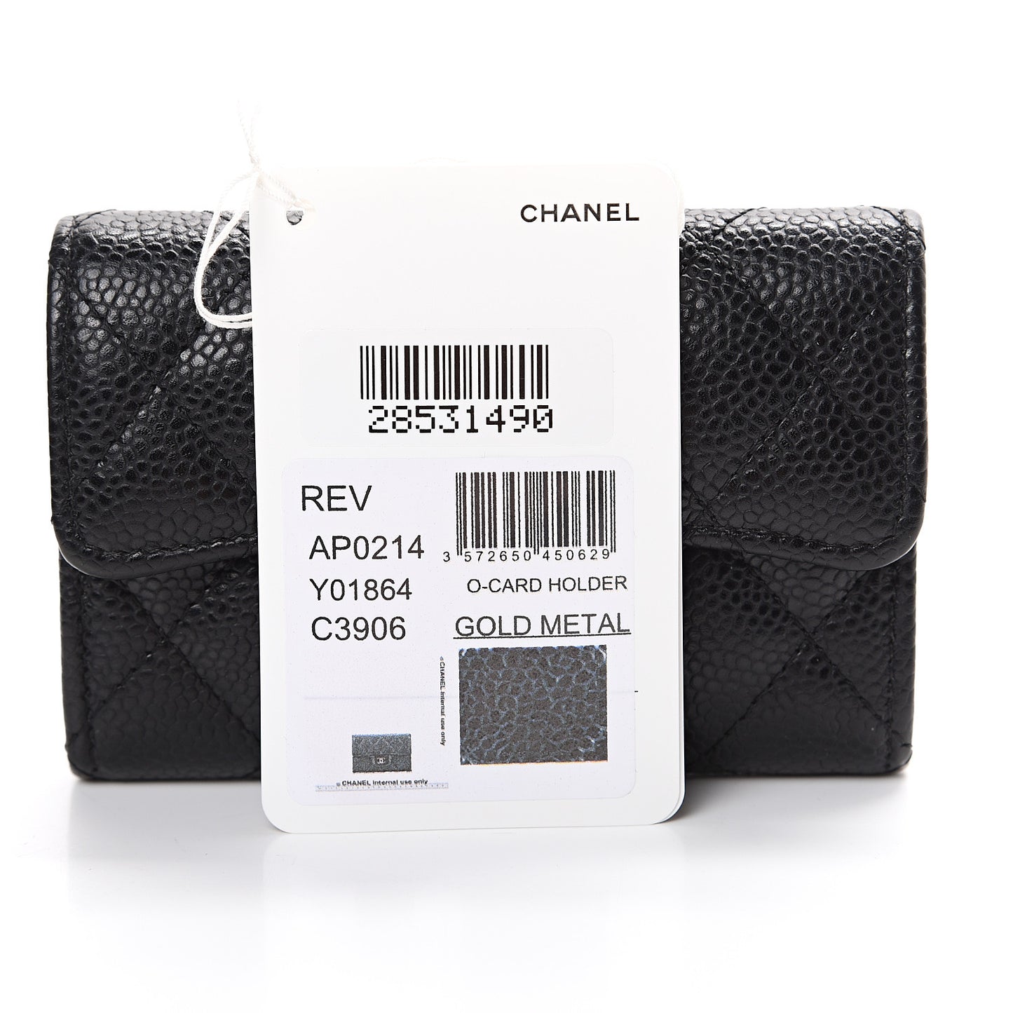 Caviar Quilted Flap Card Holder Black