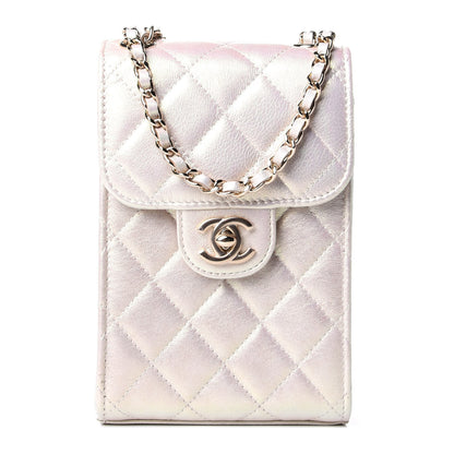 Chanel Iridescent Lambskin Quilted CC Phone Holder Ivory 1 of 5