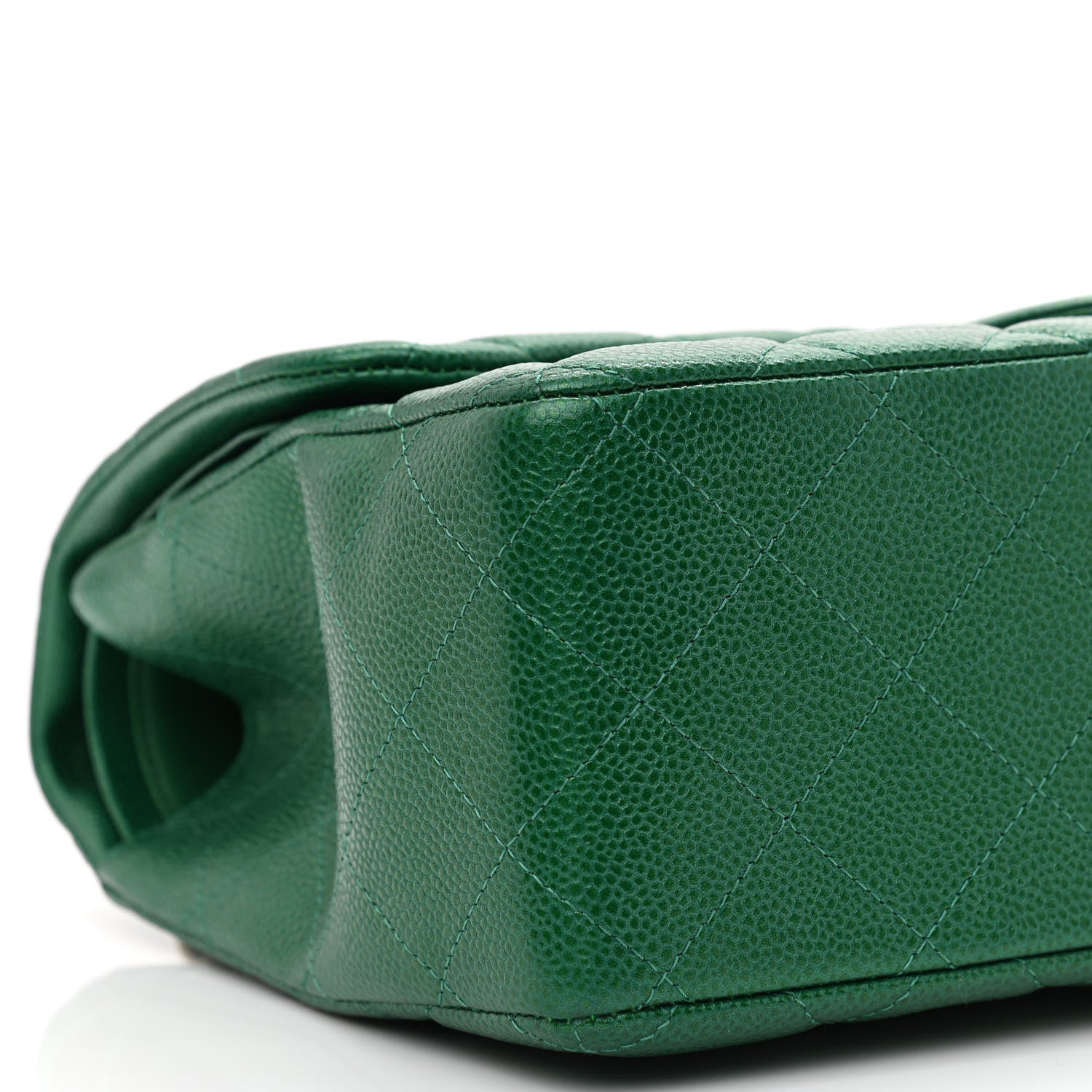 Chanel Metallic Caviar Quilted Jumbo Double Flap Green 9 of 14