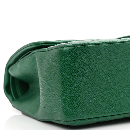 Chanel Metallic Caviar Quilted Jumbo Double Flap Green 9 of 14