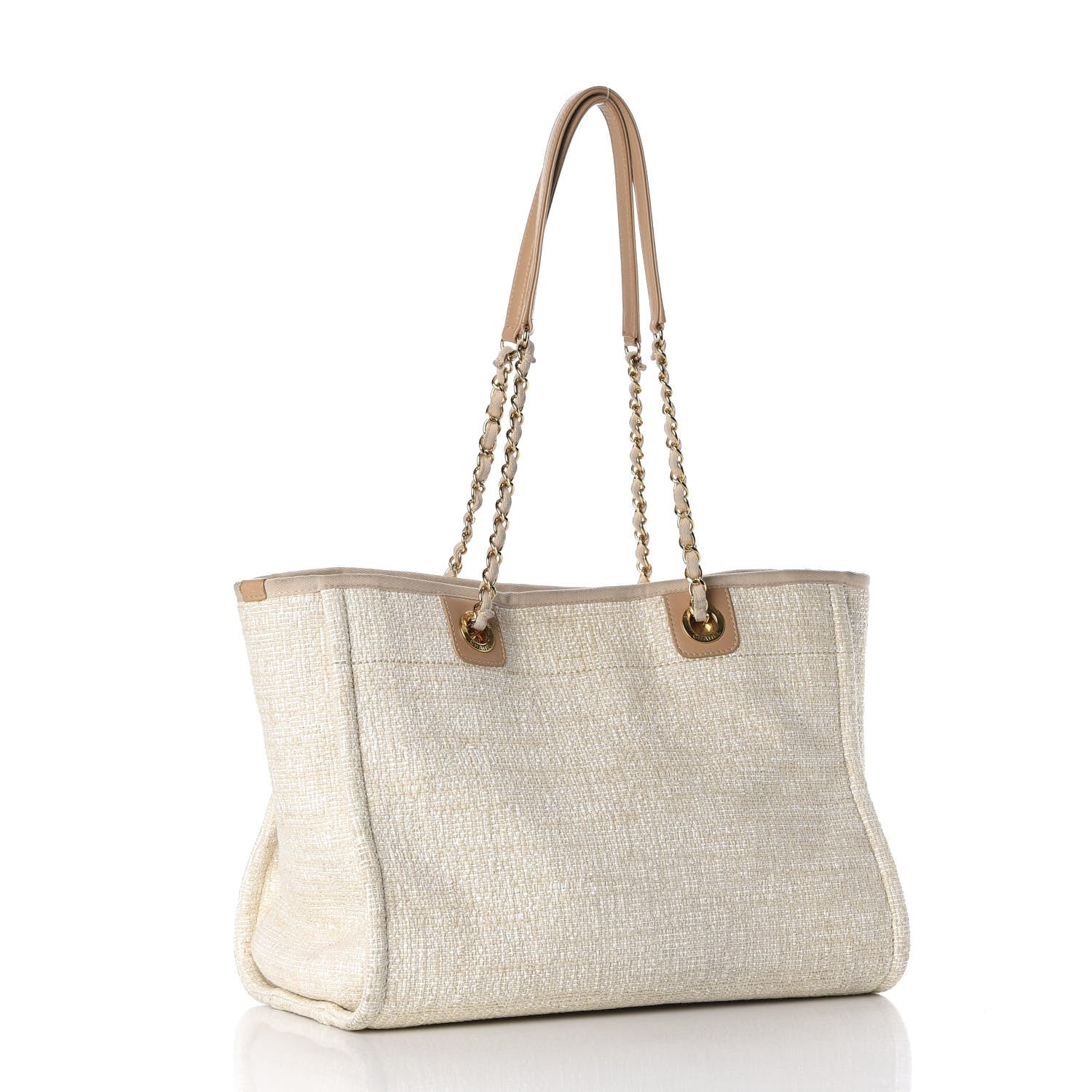 Chanel Lurex Boucle Small Deauville Tote White 3 of 11