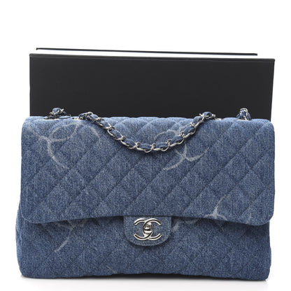 Chanel Denim Quilted CC Print Jumbo Single Flap Blue 11 of 11