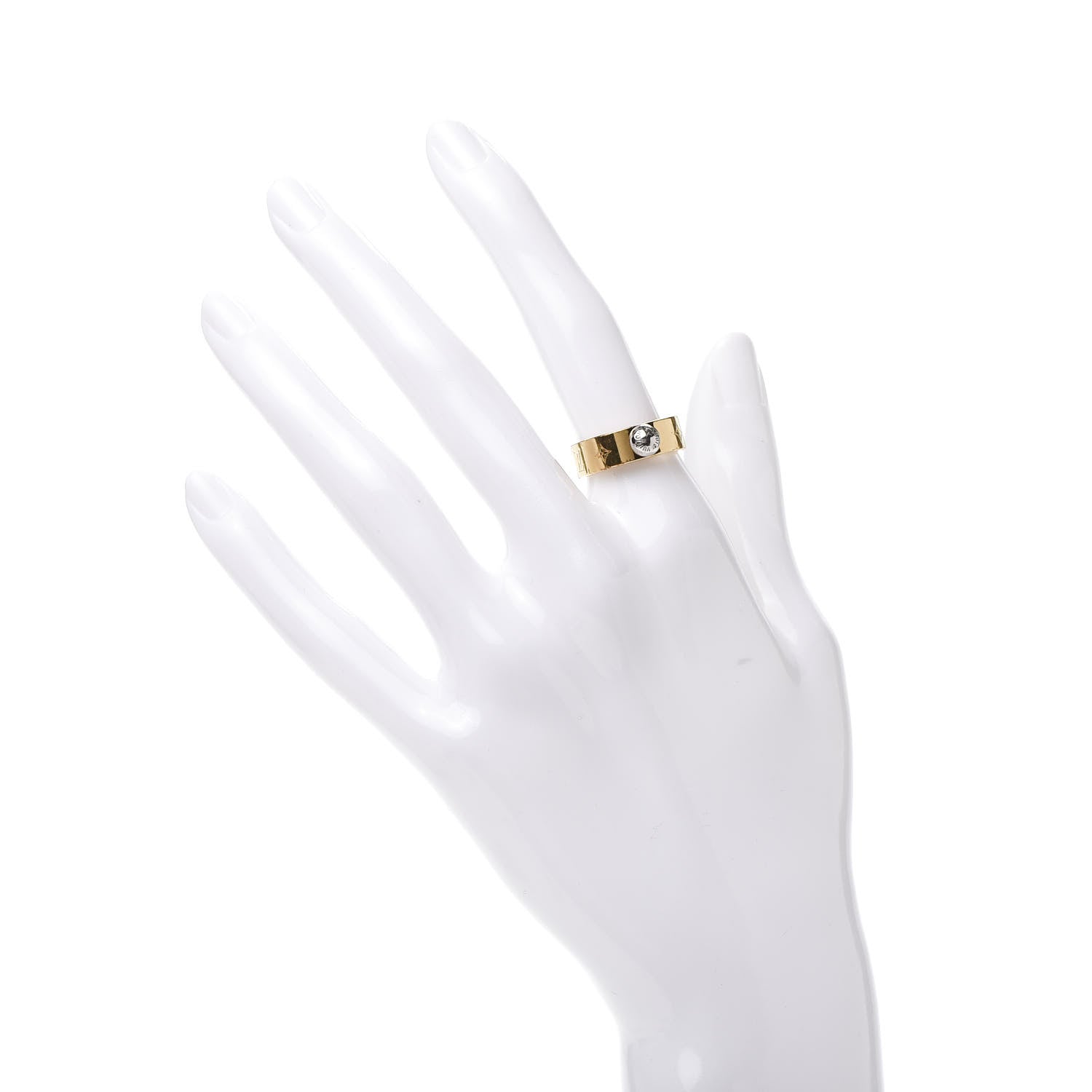 Louis Vuitton Brass Monogram Engraved Nanogram Ring S Gold 2 of 8
