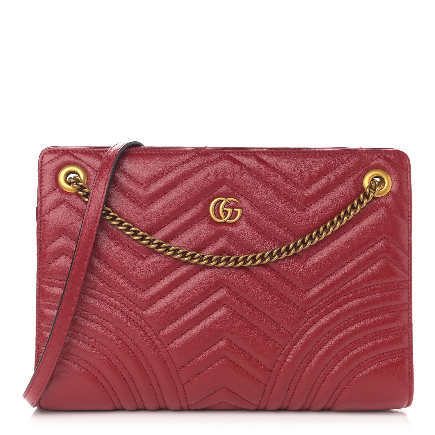 Azalea Calfskin Matelasse Heart Medium GG Marmont Slim Shoulder Bag Romantic Cerise