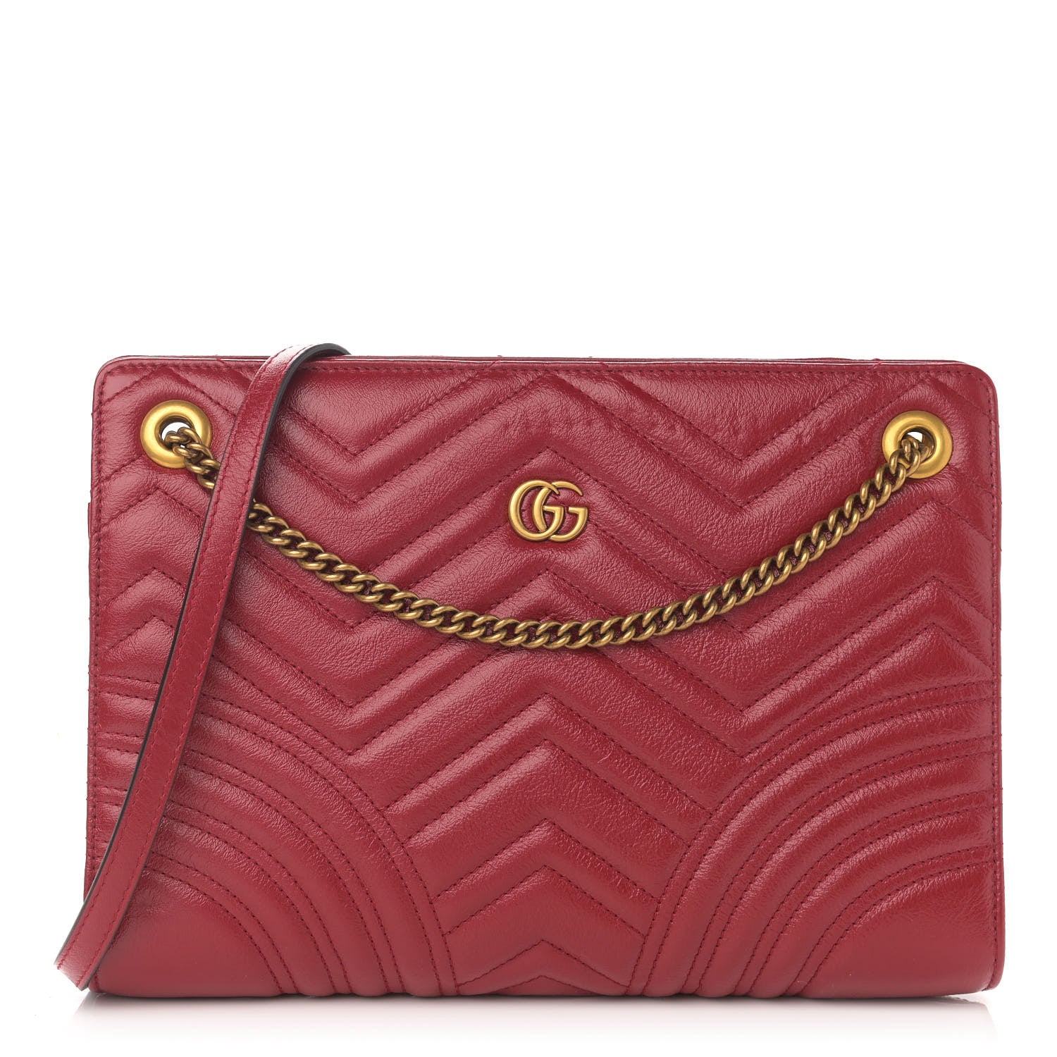 Gucci Azalea Calfskin Matelasse Heart Medium GG Marmont Slim Shoulder Bag Romantic Cerise 1 of 11