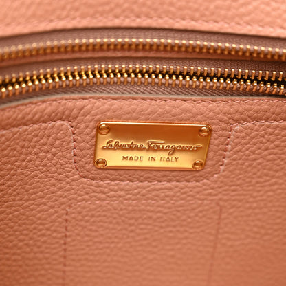 Salvatore Ferragamo Grained Calfskin Double Handle Small Amy Tote Beige Pink Gold 6 of 9