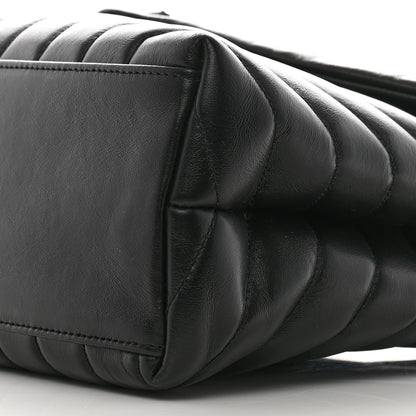 Saint Laurent Calfskin Y Quilted Monogram Monochrome Medium Loulou Chain Satchel Black 10 of 11
