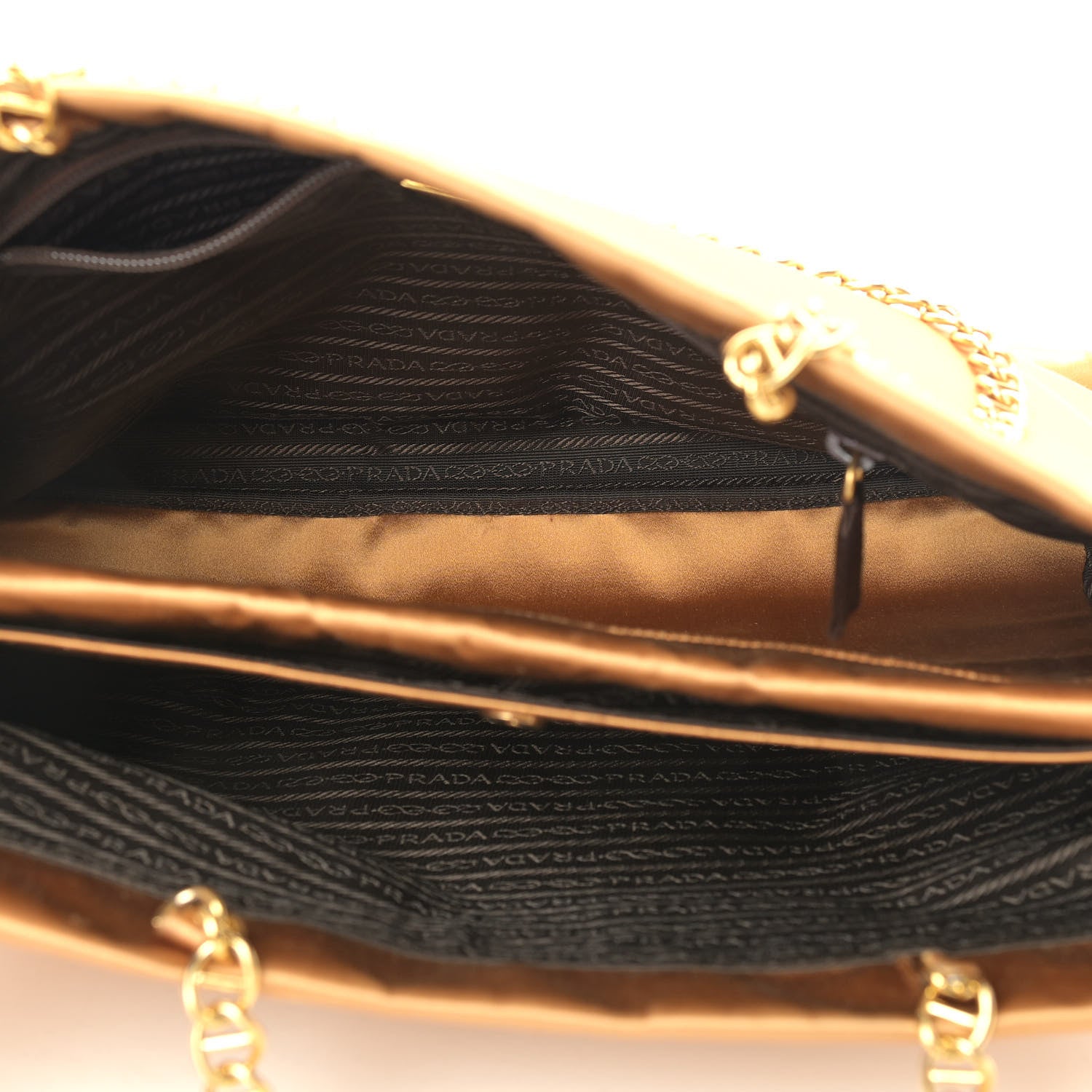 Prada Satin Raso Chain Bag Gold 5 of 14