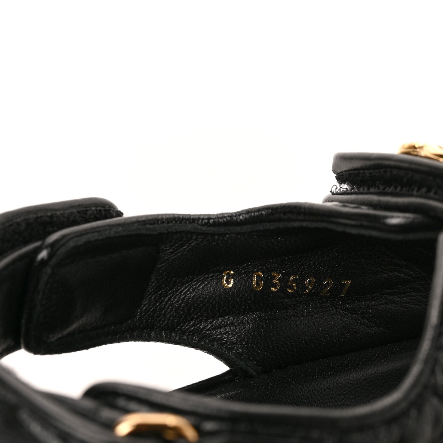 Crumpled Shiny Lambskin Velcro Dad Sandals 36 Black