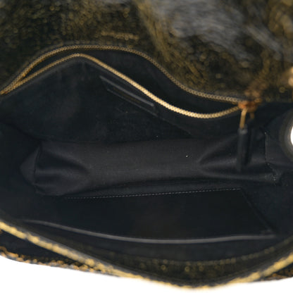 Saint Laurent Crinkled Calfskin Matelasse Monogram Medium Niki Chain Satchel Black Ocra 5 of 13
