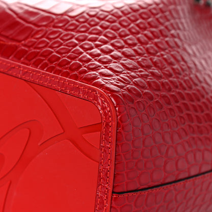 Christian Louboutin Crocodile Embossed Calfskin Spiked Small Cabarock Shopper Tote Red 11 of 13