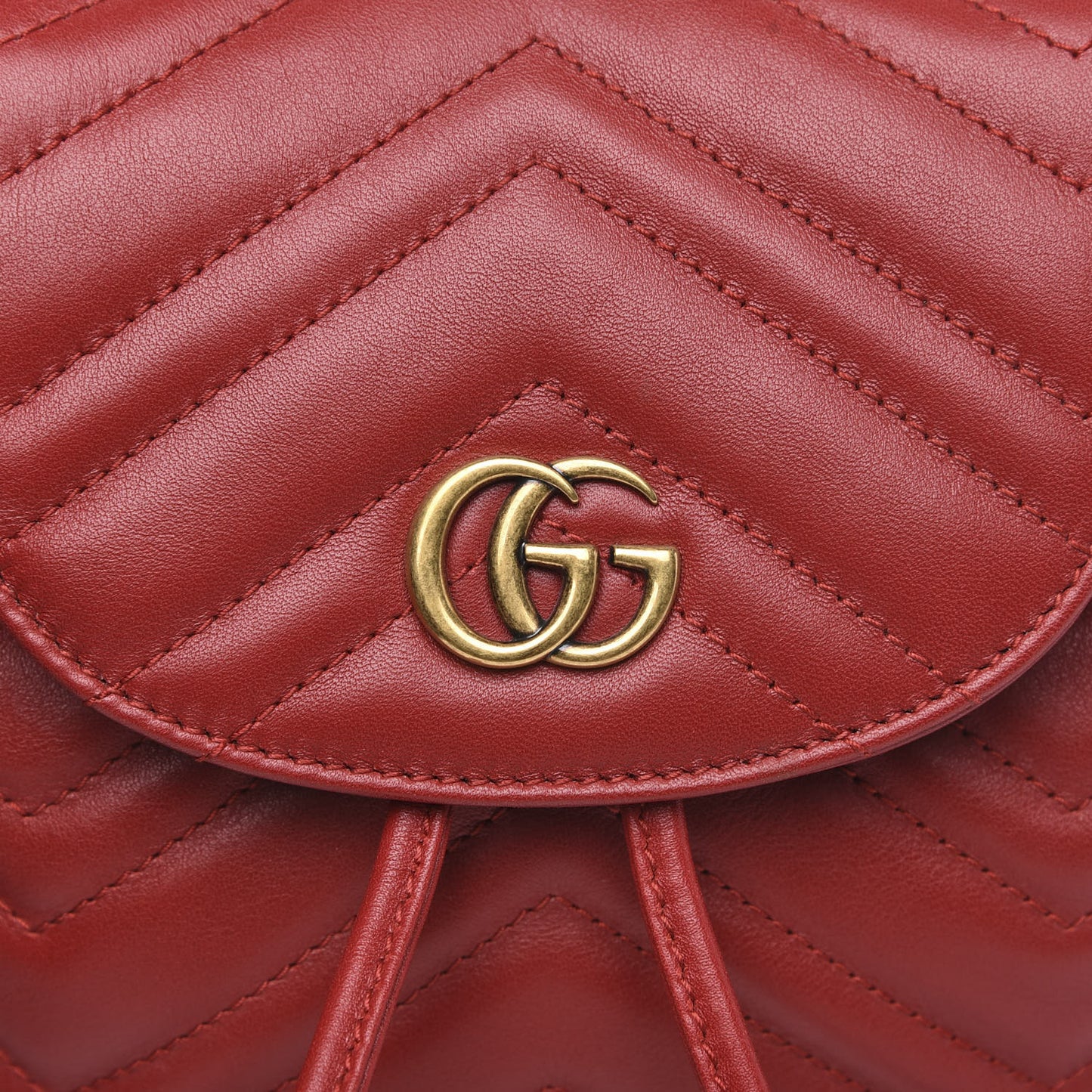 Calfskin Matelasse GG Marmont Flap Backpack Hibiscus Red