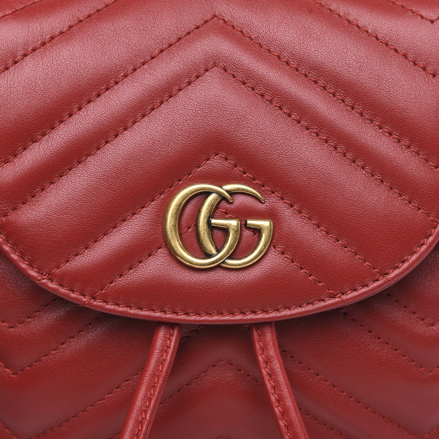 Gucci Calfskin Matelasse GG Marmont Flap Backpack Hibiscus Red 9 of 9