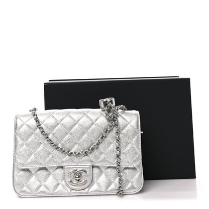 Chanel Metallic Caviar Quilted Medium CC Slide Flap Silver 10 of 10