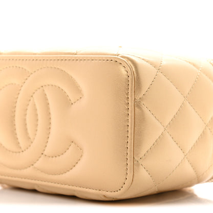 Chanel Metallic Lambskin Quilted Sweetheart Vanity Case Gold 9 of 10