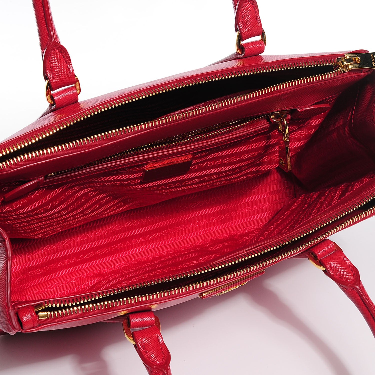 Prada Saffiano Small Galleria Double Zip Tote Fuoco 6 of 12