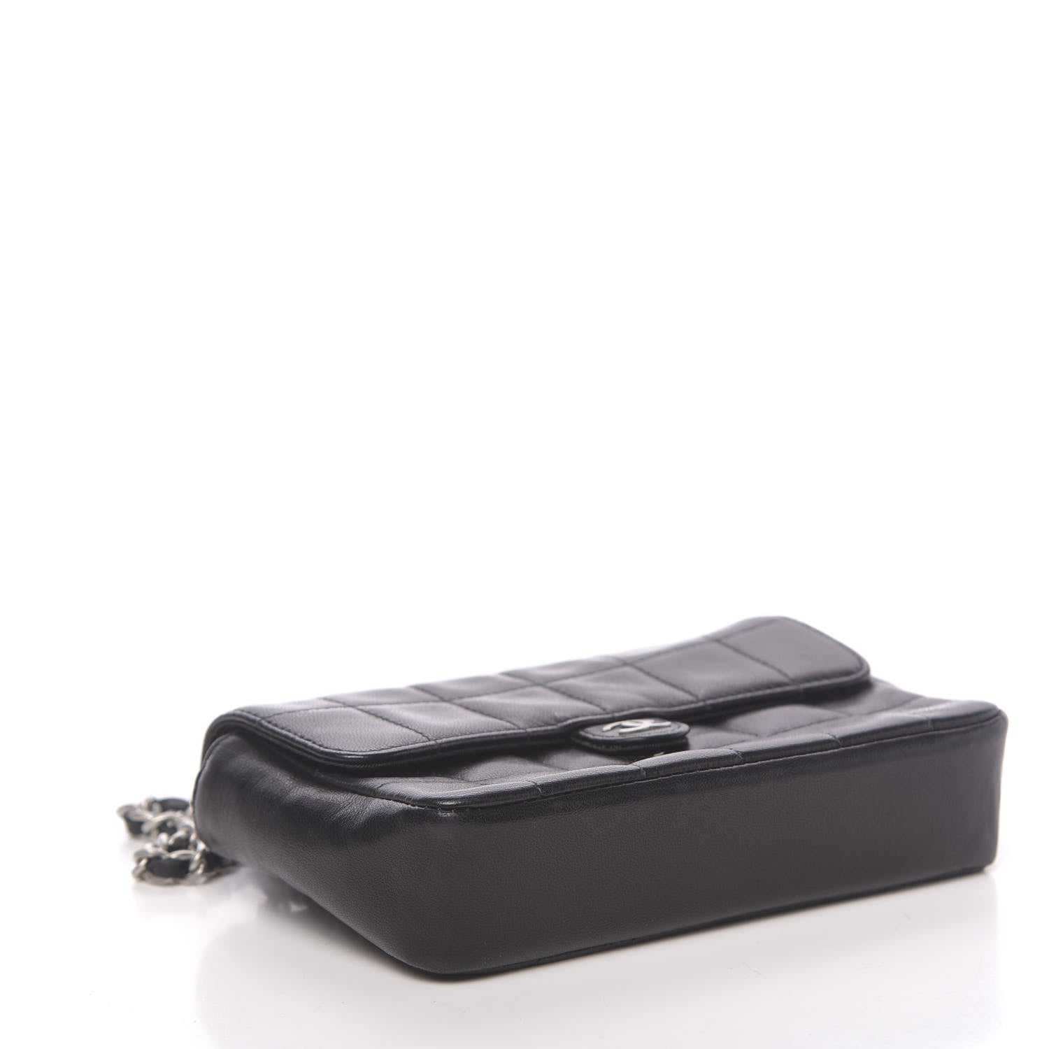 Chanel Lambskin Quilted Chocolate Bar Chain Belt Bag Clutch Black 4 of 13
