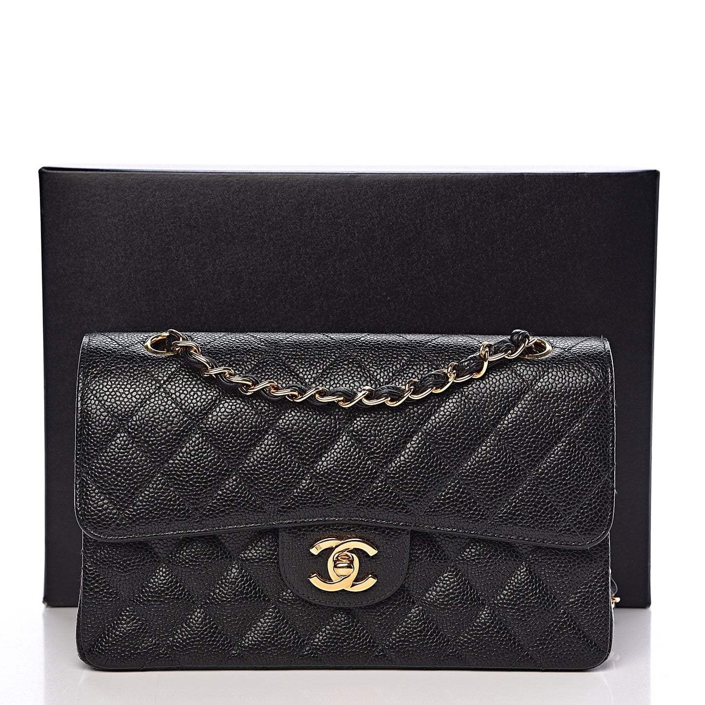 Caviar Quilted Small Double Flap Black