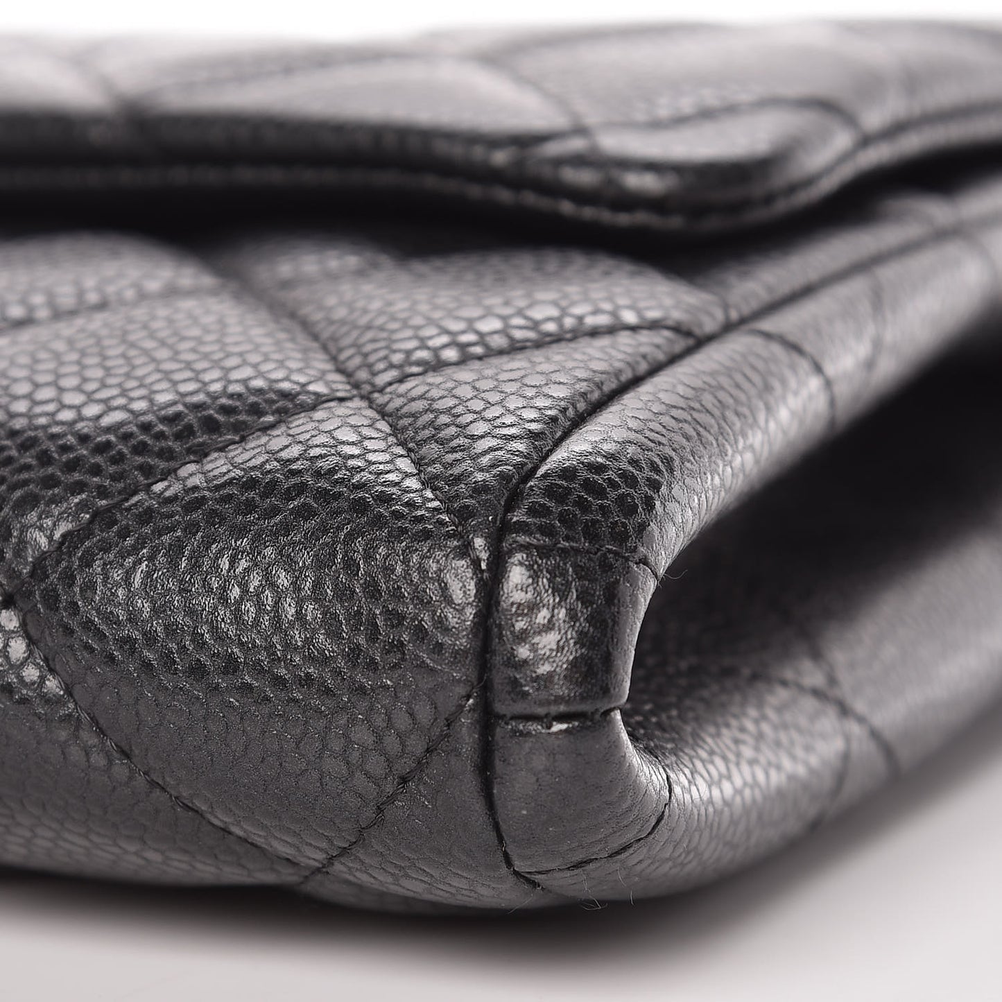 Caviar Quilted Clutch With Chain Flap Dark Grey