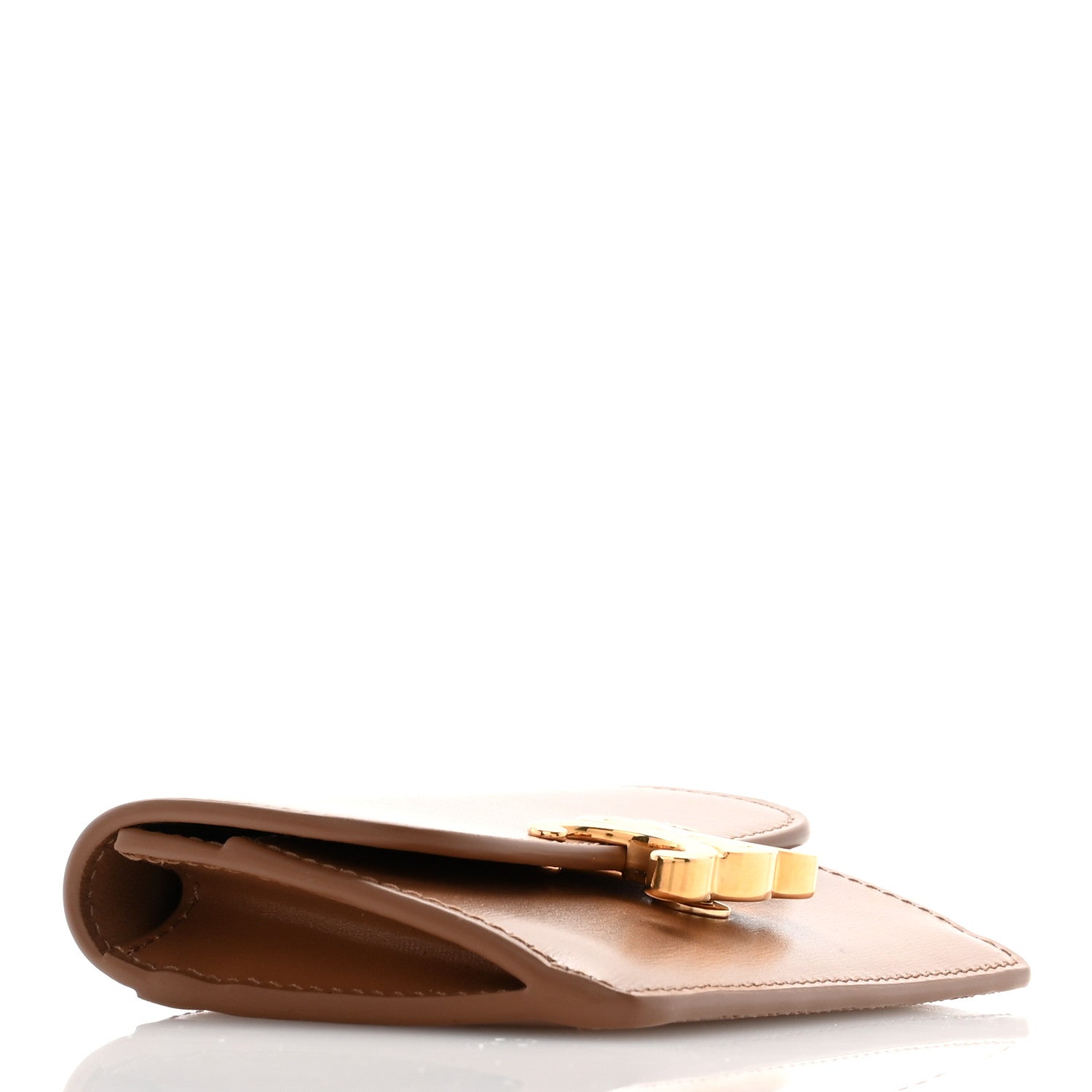 Celine Shiny Calfskin Triomphe Flap Card Holder Bronze 4 of 8