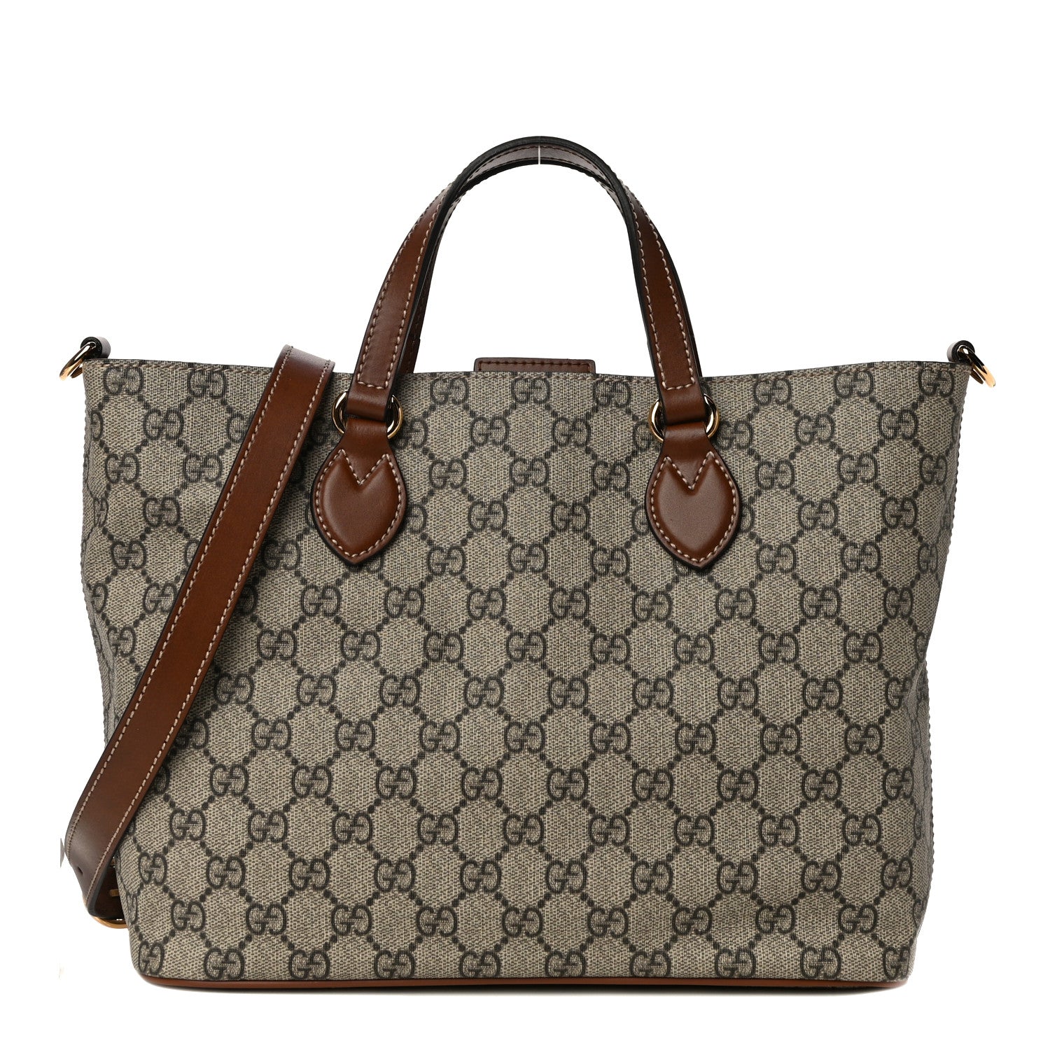 Gucci Soft GG Supreme Monogram Small Crossbody Tote Beige Cuir 1 of 10