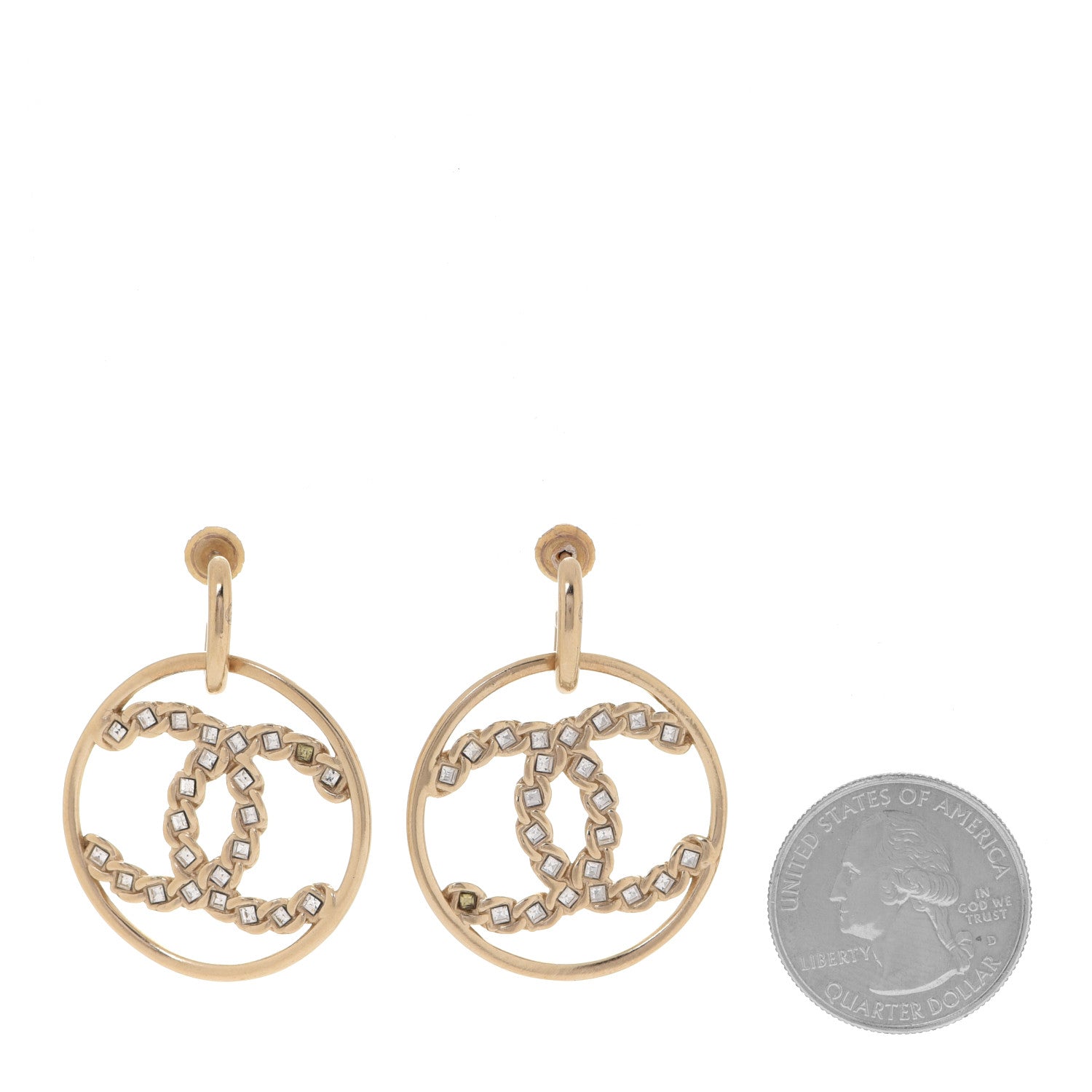 Chanel Baguette Crystal High Society CC Drop Earrings Gold 2 of 5