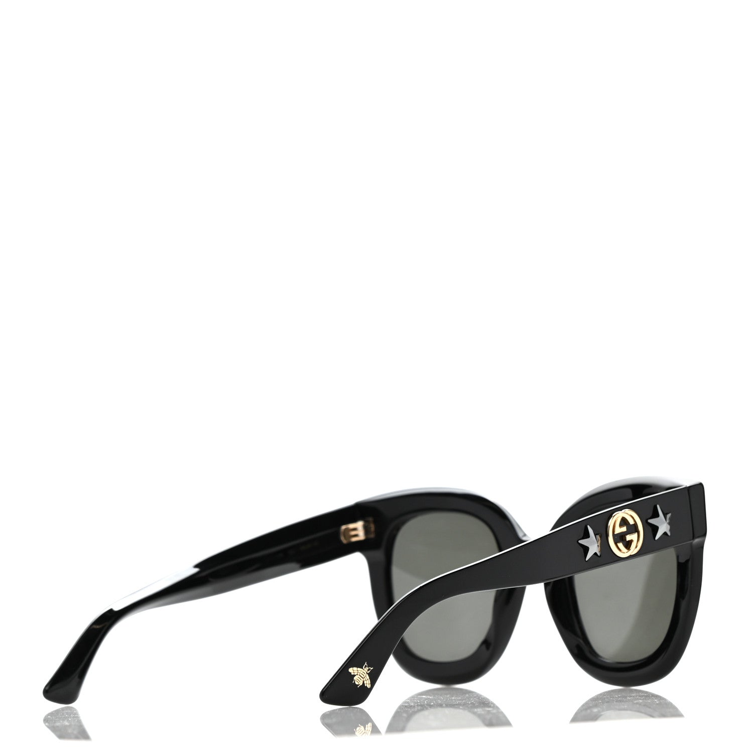 Gucci Round Frame Star Sunglasses GG0208S Black 4 of 9