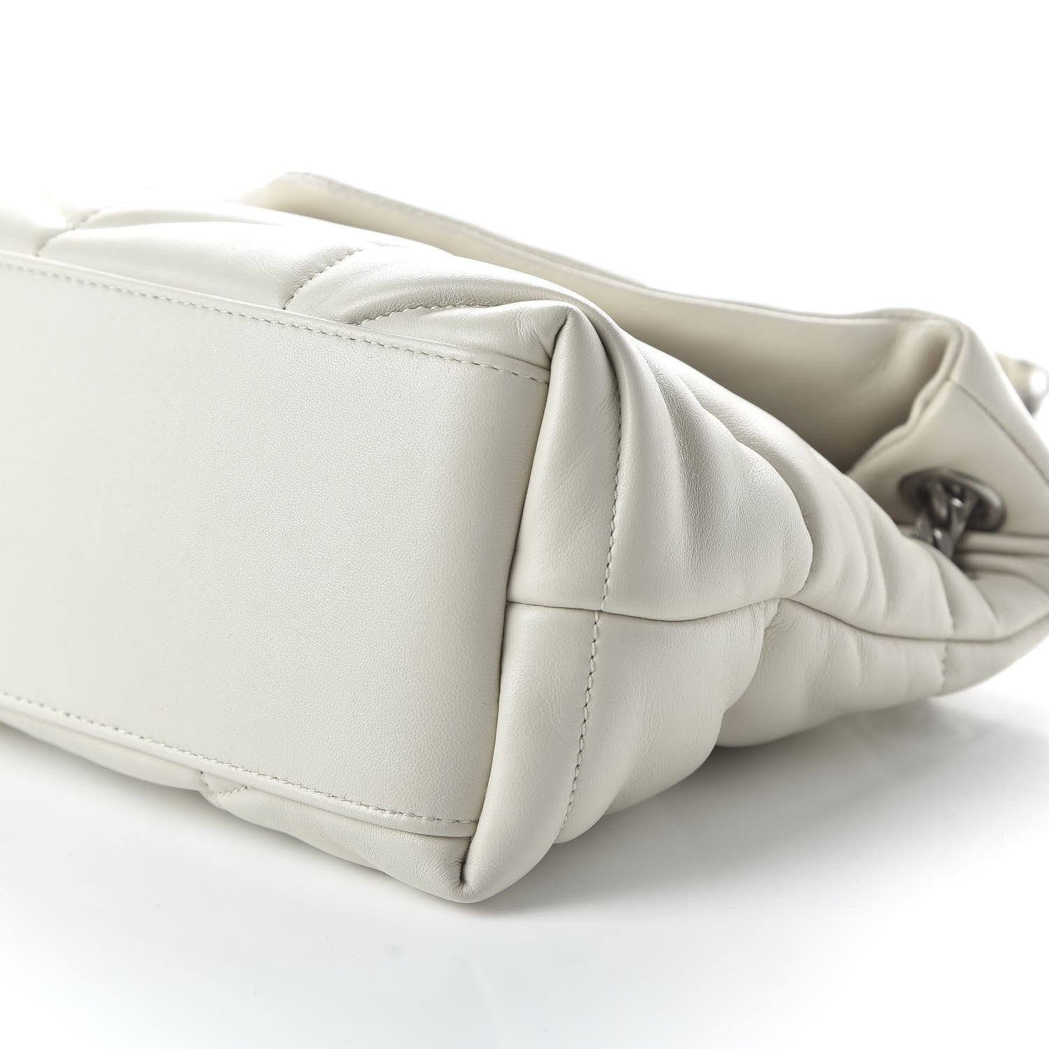 Saint Laurent Lambskin Quilted Small Loulou Puffer Monogram Chain Satchel Blanc Vintage 7 of 9