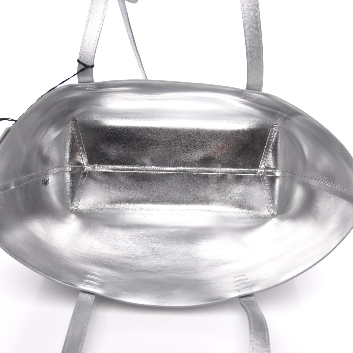 Metallic Saffiano Small Shopping Tote Silver