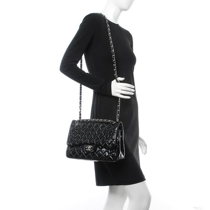 Chanel Patent Quilted Jumbo Double Flap Black 2 of 15