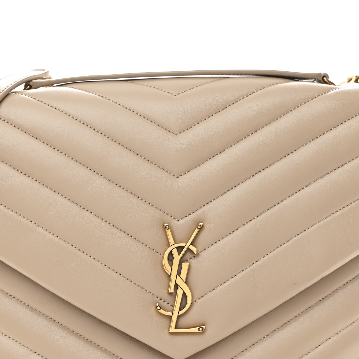Calfskin Matelasse Large Loulou Monogram Chain Satchel Dark Beige