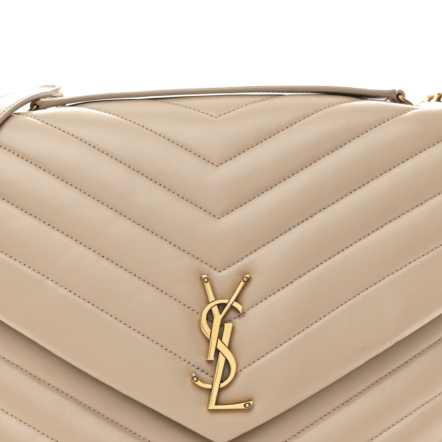 Saint Laurent Calfskin Matelasse Large Loulou Monogram Chain Satchel Dark Beige 9 of 11