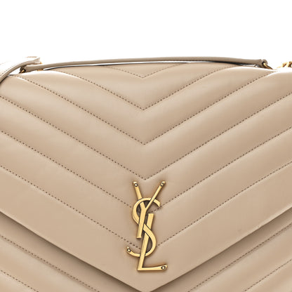 Saint Laurent Calfskin Matelasse Large Loulou Monogram Chain Satchel Dark Beige 9 of 11