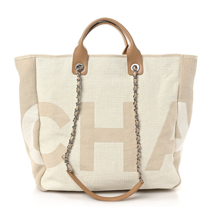 Chanel Canvas Large Shopping Tote White Beige 1 of 9