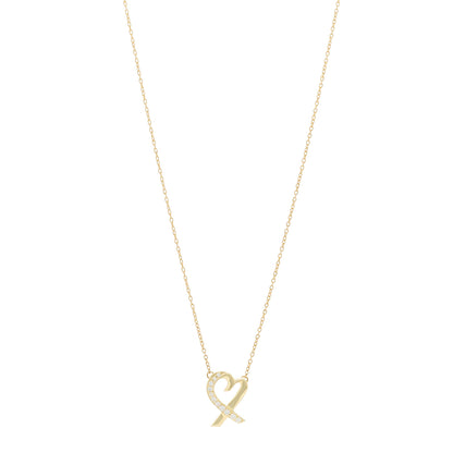 Tiffany 18K Yellow Gold Diamond Small Paloma Picasso Loving Heart Pendant Necklace 1 of 6