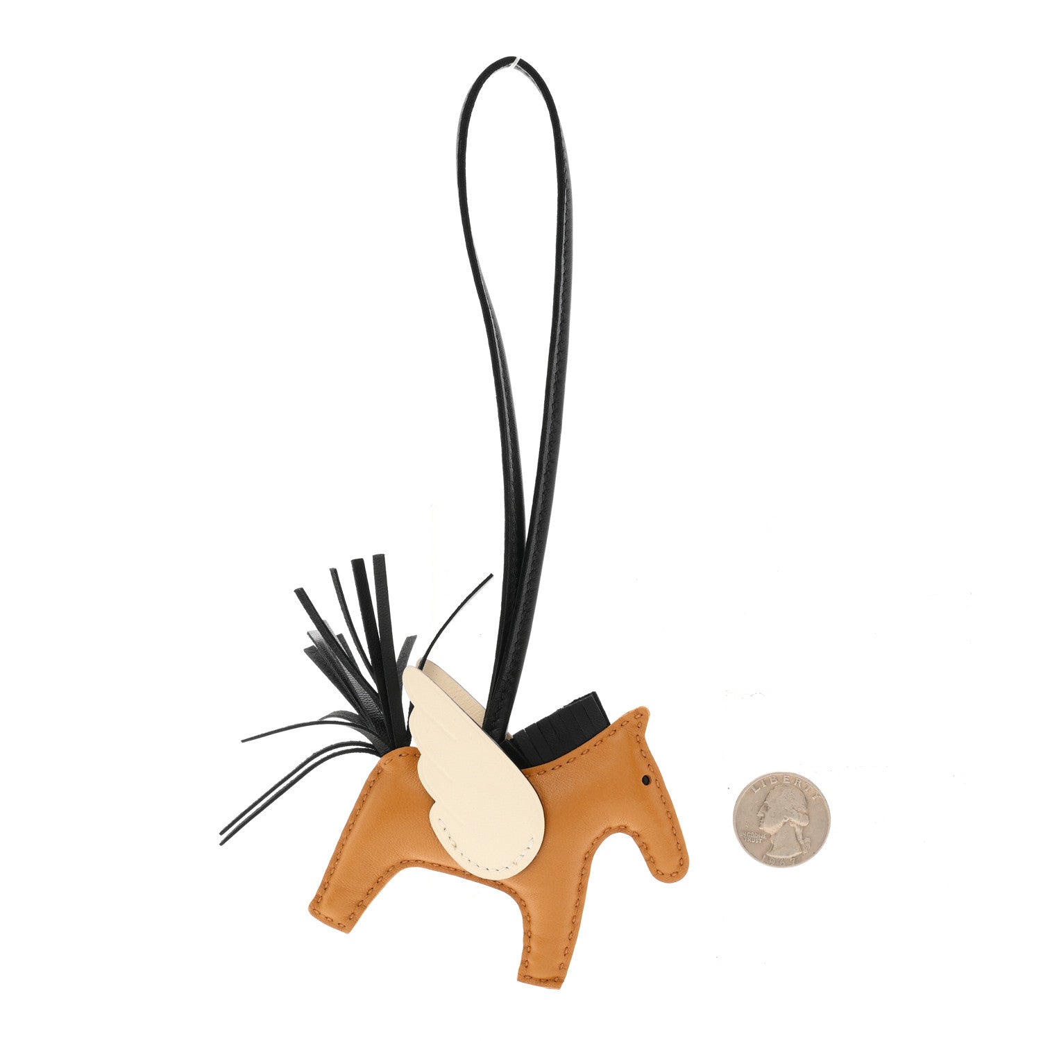Hermes Milo Lambskin Grigri Rodeo Pegase Horse Bag Charm PM Chai Black Nata 2 of 5